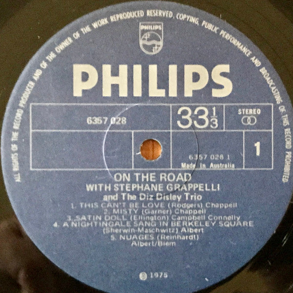 Stéphane Grappelli, Diz Disley Trio – On The Road LP vinyl record, image 3 of 4