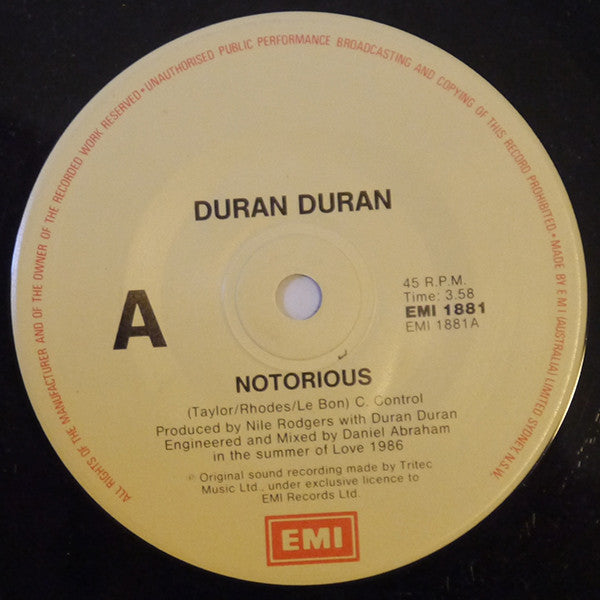 Duran Duran – Notorious 7" vinyl record, image 3 of 4