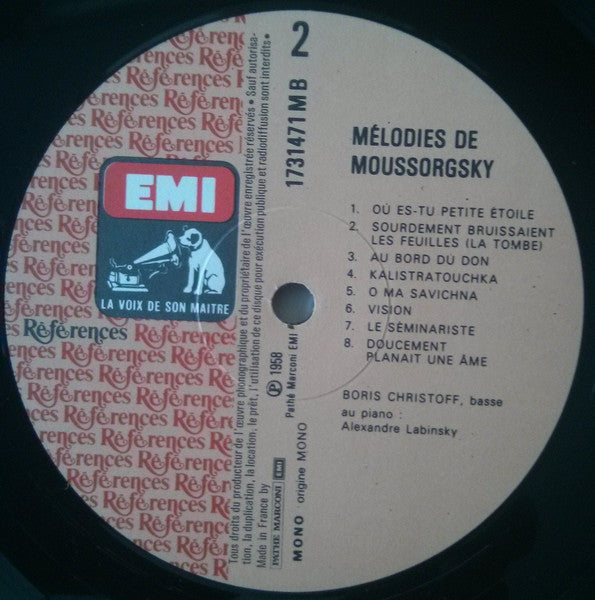 Modest Mussorgsky, Boris Christoff – Enfantines Et Autres Mélodies LP vinyl record, image 4 of 4