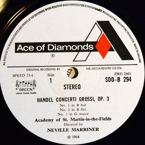 Georg Friedrich Händel, The Academy Of St. Martin-in-the-Fields, Sir Neville Marriner – Concerti Grossi Opus 3, Concerto Grossi Opus 6 (4xLP) LP vinyl record, image 3 of 3