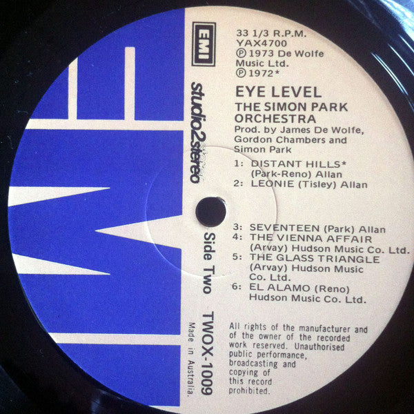 The Simon Park Orchestra – Eye Level LP vinyl record, image 6 of 6