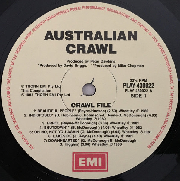 Australian Crawl – Crawl File - Their Greatest Hits LP vinyl record, image 5 of 6