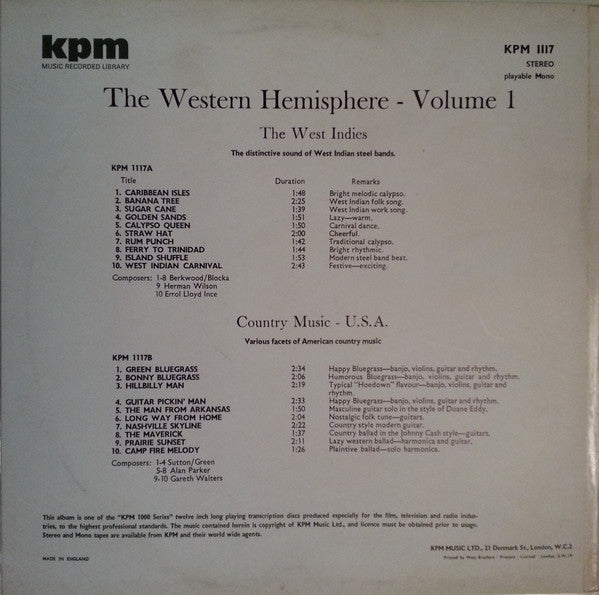 Various – The Western Hemisphere - Volume 1 LP vinyl record, image 1 of 3