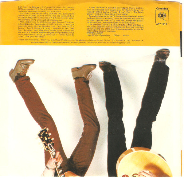 Nick Lowe, Dave Edmunds – Nick Lowe & Dave Edmunds Sing The Everly Brothers 7" vinyl record, image 2 of 4