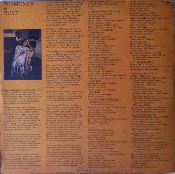 Joan Baez – Diamonds & Rust LP vinyl record, image 2 of 6