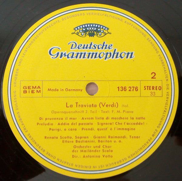 Giuseppe Verdi, Renata Scotto, Giuliana Tavolaccini, Armanda Bonato, Gianni Raimondi, Ettore Bastianini, Antonino Votto – La Traviata (In Italiano) LP vinyl record, image 4 of 4