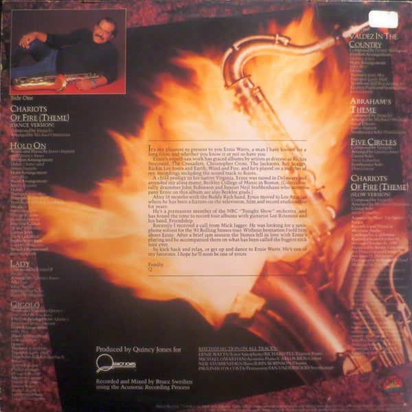 Ernie Watts – Chariots Of Fire LP vinyl record, image 2 of 5