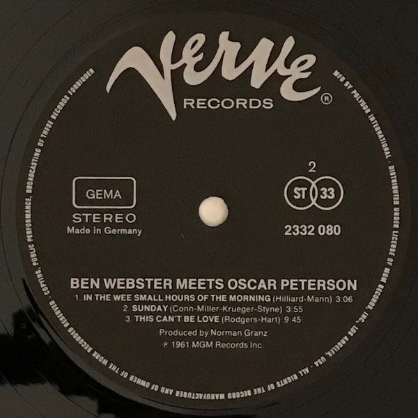 Ben Webster, Oscar Peterson – Ben Webster Meets Oscar Peterson LP vinyl record, image 4 of 5