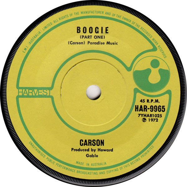 Carson – Boogie (Part One) 7" vinyl record, image 1 of 2