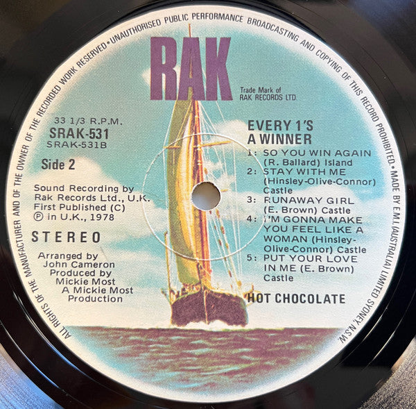 Hot Chocolate – Every 1's A Winner LP vinyl record, image 4 of 6