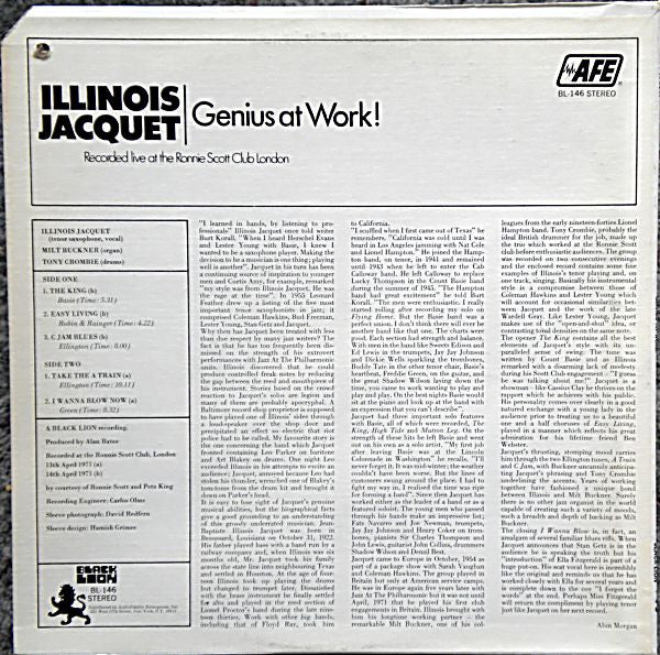 Illinois Jacquet – Genius At Work! LP vinyl record, image 2 of 5