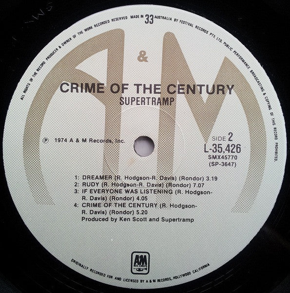 Supertramp – Crime Of The Century LP vinyl record, image 6 of 6