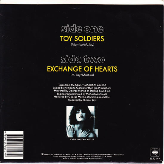 Martika – Toy Soldiers 7" vinyl record, image 2 of 4