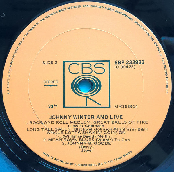 Johnny Winter And – Live Johnny Winter And LP vinyl record, image 4 of 4
