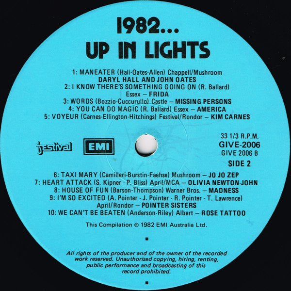 Various – 1982 Up In Lights LP vinyl record, image 4 of 6