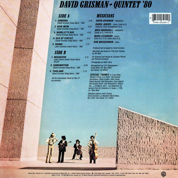 David Grisman – Quintet '80 LP vinyl record, image 2 of 4