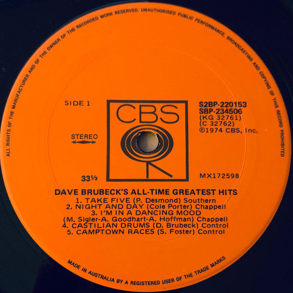 Dave Brubeck – Dave Brubeck's All-Time Greatest Hits (2xLP) LP vinyl record, image 5 of 8