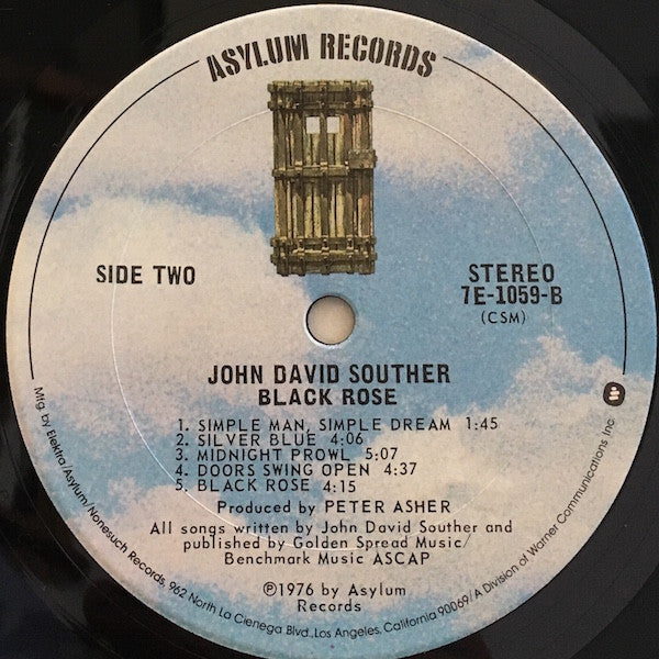 John David Souther – Black Rose LP vinyl record, image 6 of 6