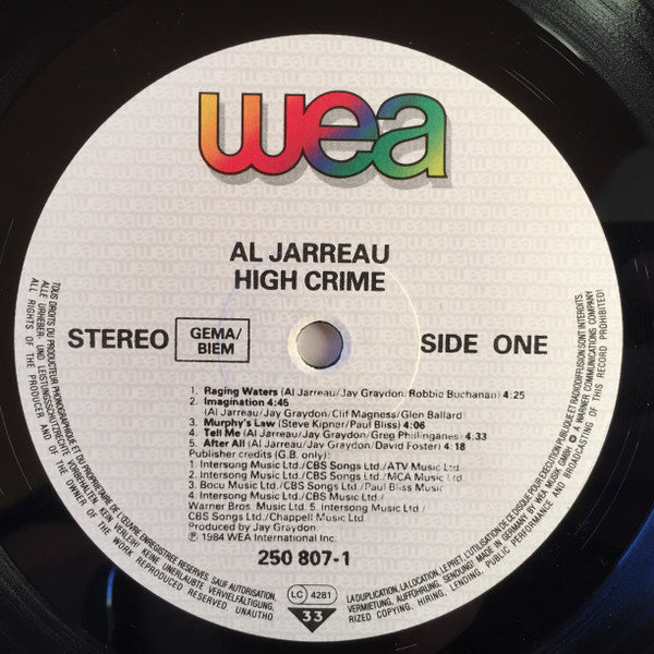 Al Jarreau – High Crime LP vinyl record, image 3 of 6