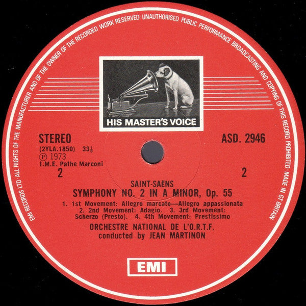 Camille Saint-Saëns, Jean Martinon, Orchestre National De France – Symphonies - No. 1 In E Flat / No. 2 In A Minor LP vinyl record, image 4 of 4