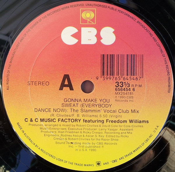 C + C Music Factory, Freedom Williams – Gonna Make You Sweat (Everybody Dance Now) 12" vinyl record, image 3 of 4