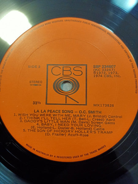 OC Smith – La La Peace Song LP vinyl record, image 2 of 2