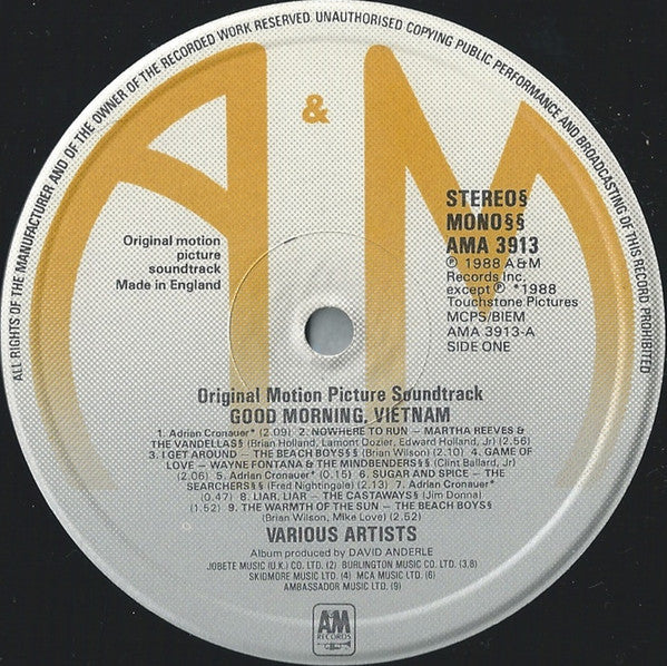 Various – Good Morning, Vietnam (The Original Motion Picture Soundtrack) LP vinyl record, image 3 of 4