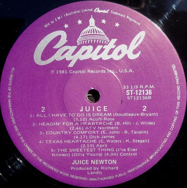 Juice Newton – Juice LP vinyl record, image 4 of 4