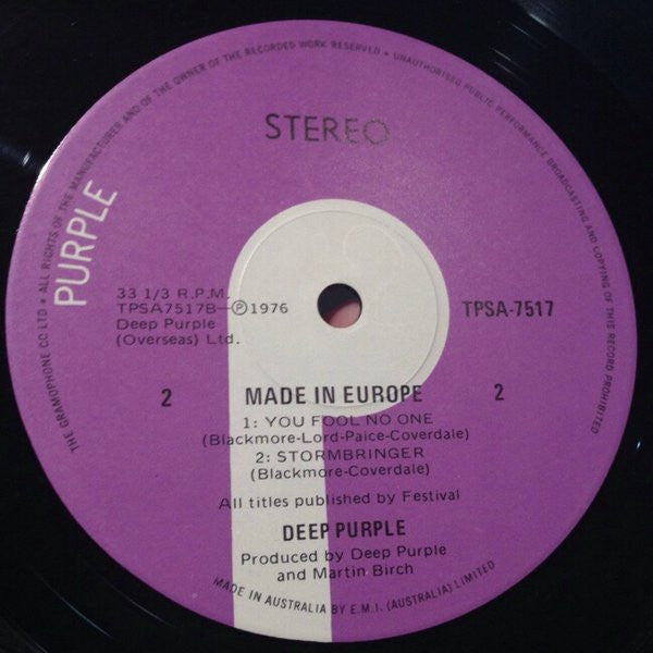 Deep Purple – Made In Europe LP vinyl record, image 6 of 7
