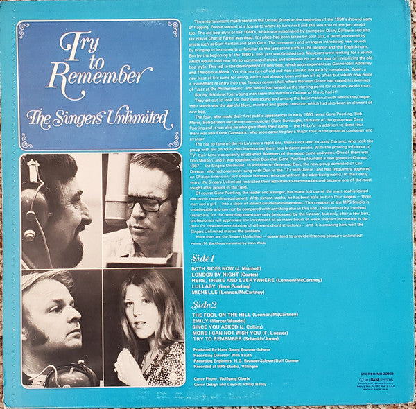 The Singers Unlimited – Try To Remember LP vinyl record, image 2 of 4