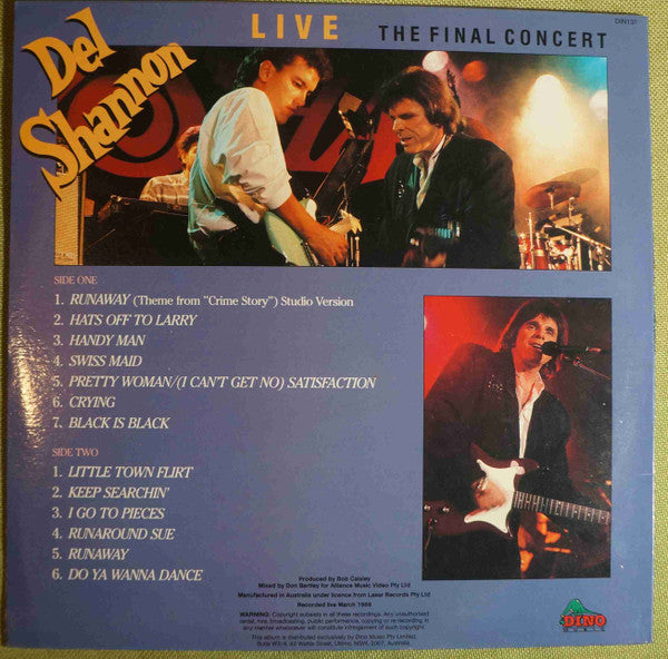 Del Shannon – The Final Concert LP vinyl record, image 2 of 4