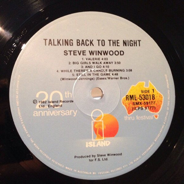 Steve Winwood – Talking Back To The Night LP vinyl record, image 6 of 7