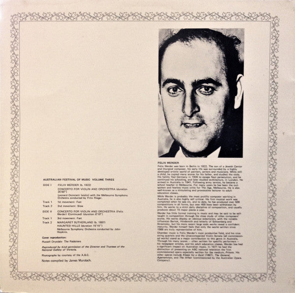 Felix Werder, Margaret Sutherland – Concerto For Violin / Haunted Hills LP vinyl record, image 2 of 9