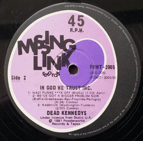 Dead Kennedys – In God We Trust, Inc. 12" vinyl record, image 4 of 4
