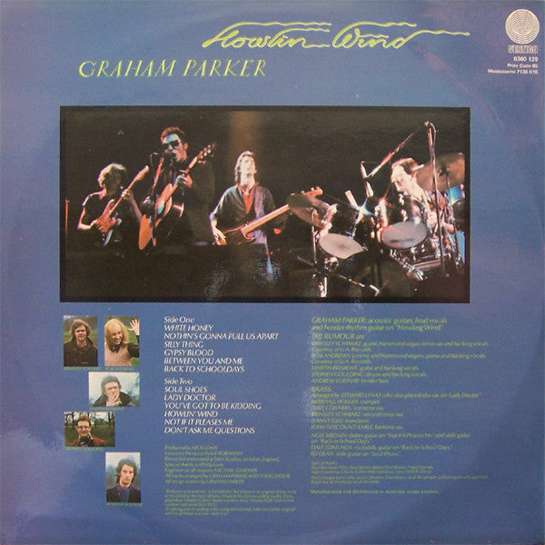 Graham Parker – Howlin' Wind LP vinyl record, image 2 of 5