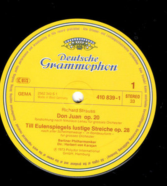 Richard Strauss, Herbert von Karajan, Berliner Philharmoniker – Till Eulenspiegels Lustige Streiche · Don Juan · Tod Und Verklärung LP vinyl record, image 2 of 3