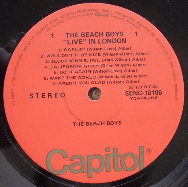 The Beach Boys – The Beach Boys 'Live' In London LP vinyl record, image 4 of 5