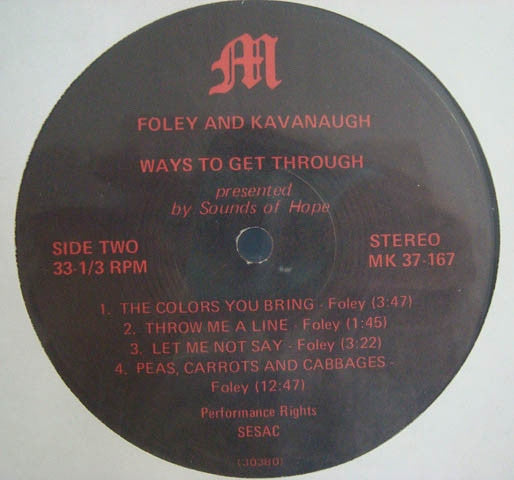 John Foley, John F. Kavanaugh – Ways To Get Through (2xLP) LP vinyl record, image 4 of 10