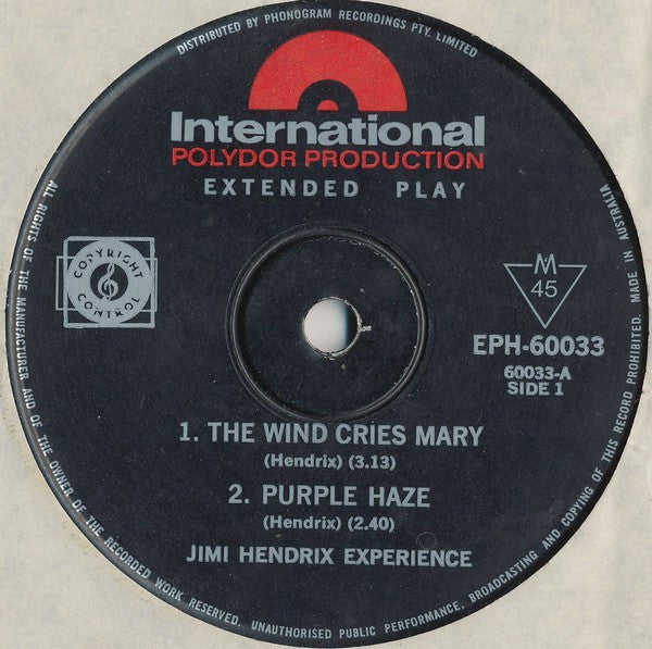 The Jimi Hendrix Experience – The Wind Cries Mary 7" vinyl record, image 3 of 4