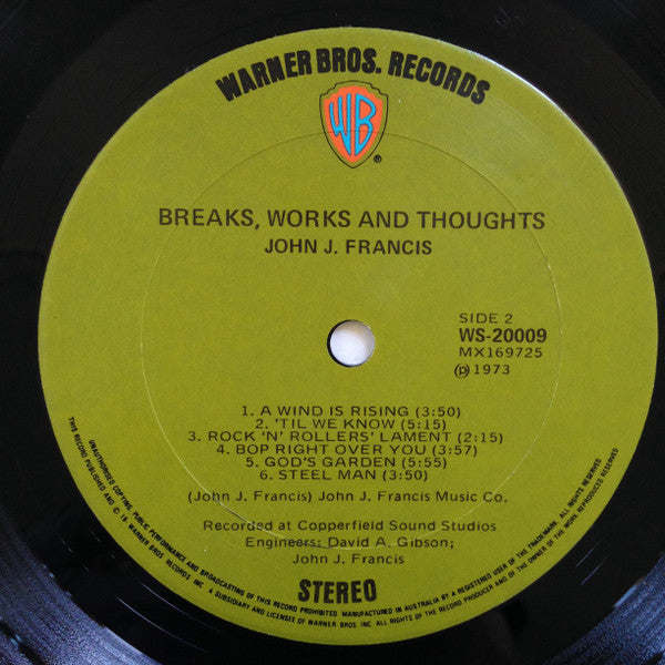 John J. Francis – Breaks, Works And Thoughts LP vinyl record, image 4 of 6