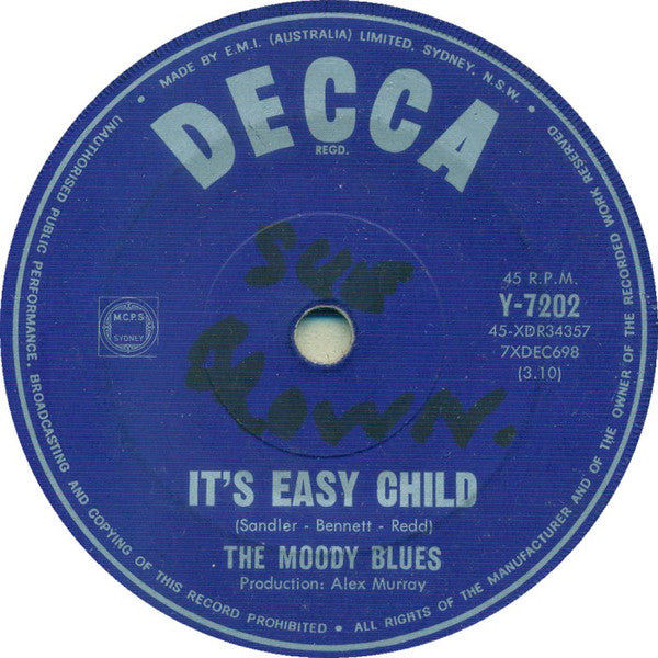 The Moody Blues – Go Now ! / It's Easy Child 7" vinyl record, image 2 of 3