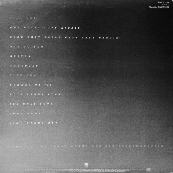 Bryan Adams – Reckless LP vinyl record, image 2 of 6