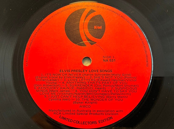 Elvis Presley – Elvis Love Songs LP vinyl record, image 4 of 5