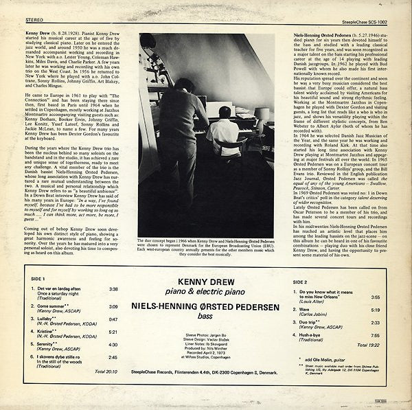 Kenny Drew, Niels-Henning Ørsted Pedersen – Duo LP vinyl record, image 2 of 4