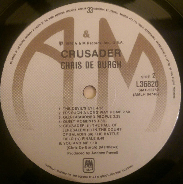 Chris de Burgh – Crusader LP vinyl record, image 6 of 6