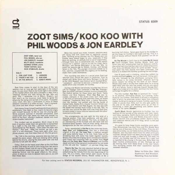 Zoot Sims, Jon Eardley, Phil Woods – Koo Koo LP vinyl record, image 2 of 4