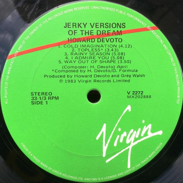 Howard Devoto – Jerky Versions Of The Dream LP vinyl record, image 3 of 4