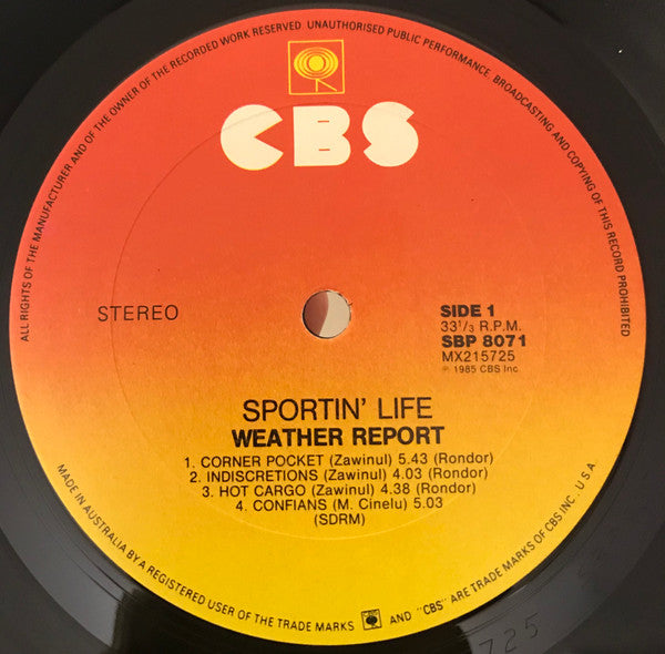 Weather Report – Sportin' Life LP vinyl record, image 2 of 3