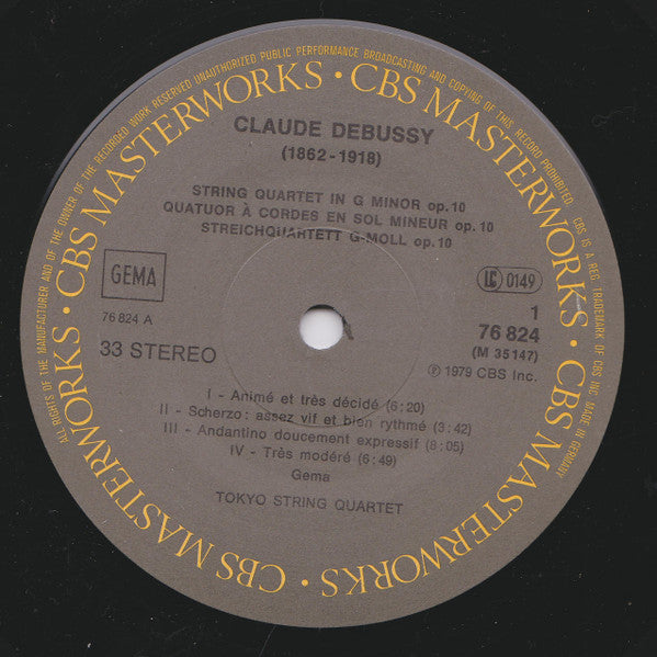 Claude Debussy, Maurice Ravel, Tokyo String Quartet – String Quartets = Quatuors À Cordes = Streichquartette LP vinyl record, image 4 of 7