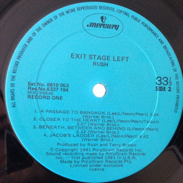 Rush – Exit...Stage Left (2xLP) LP vinyl record, image 6 of 8